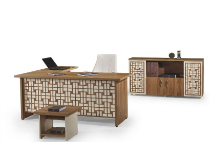 Computermöbel Werktafel Kantoorinrichting Hoekbureautafel 3-delig Hout Set Bruin