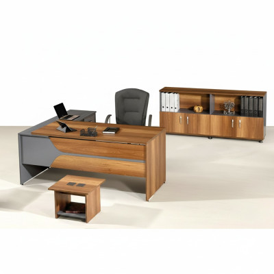 Garnituur Bureau Hoekbureau Kantoorinrichting Kast 3-delig Hout Bruin
