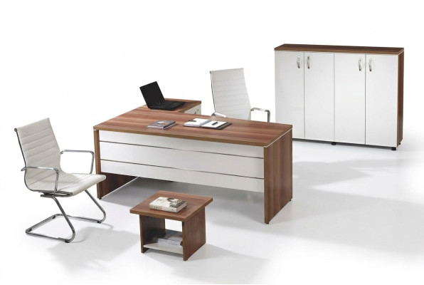 Kantoor meubel set 3 delen Hoek bureau compleet kantoor kast hout groep wit