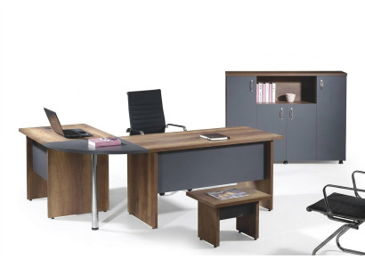 Compleet kantoor hoekbureau kantoormeubels 3-delig hout set grijs computermeubilair