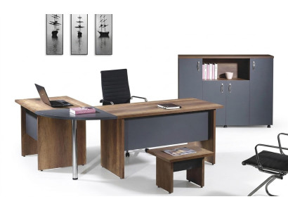 Kantoorcomputermeubilair Bureau Werktafel Kantoor meubels Tafel 3-delige houten set Grijs