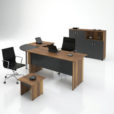 Computermöbel Werktafel Kantoor meubilair Hoekbureautafel 3-delige Houten Set Grijs