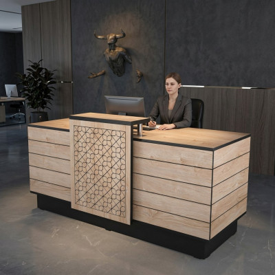 Balie Receptie Ontvangstbalie Kantoor Hotel Hout Bruin Tafel