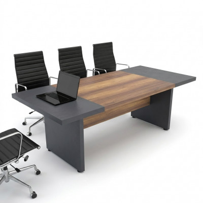 Conferentiemeubilair, vergadertafel, vergadertafels, grote tafel, bruin hout.