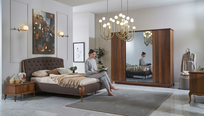 Compleet slaapkamerbed tweepersoonsbed set 4-delig slaapkamer bruin nieuw