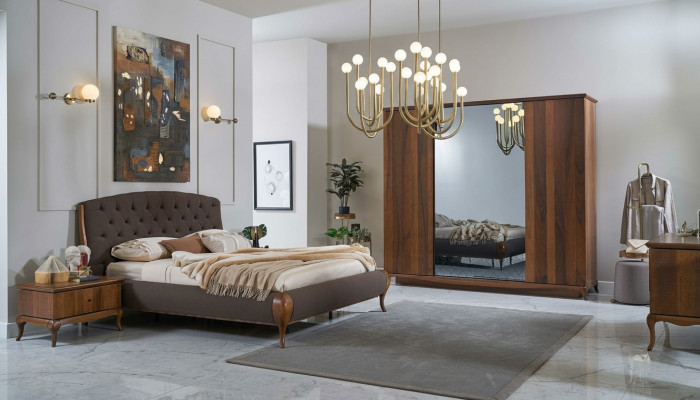 Compleet slaapkamerbed tweepersoonsbed set 4-delig slaapkamer bruin nieuw