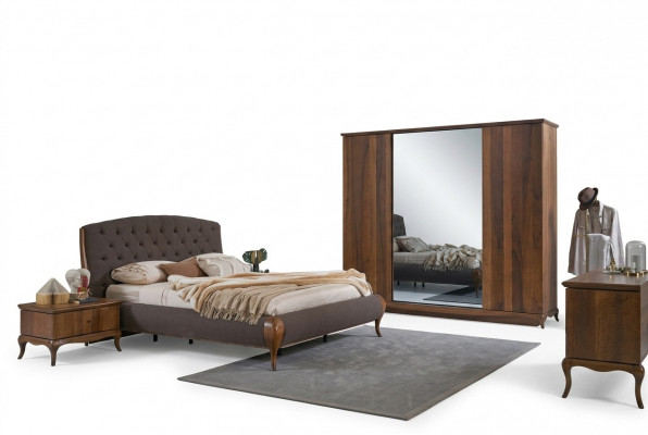 Compleet slaapkamerbed tweepersoonsbed set 4-delig slaapkamer bruin nieuw