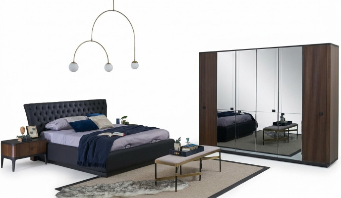 Tweepersoonsbed Compleet bedframe bed set 4-delig Slaapkamer Zwart
