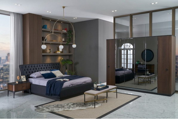 Beddenset tweepersoonsbed slaapkamerset 4-delig bedframe Zwart Nieuw
