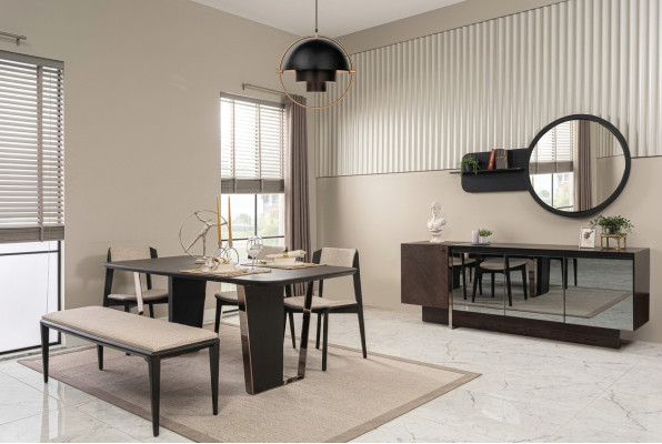 Eetkamer Eetgroep Eetkamermeubilair Eethoek Set 8-delig Hout Bruin Tafel