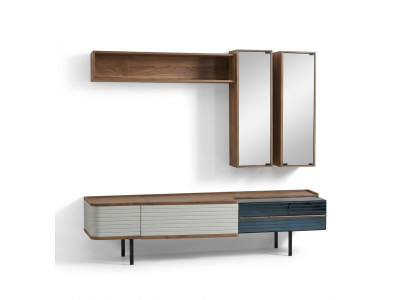 Wandmeubel TV-standaard RTV Lowboard Dressoir Bruin Houten Kast Modern