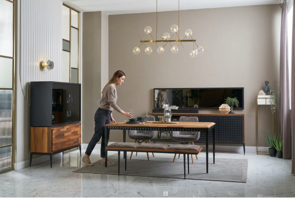 Eettafel Eetkamer Set Eetkamerset Eethoek Set 9-delig Hout Bruin