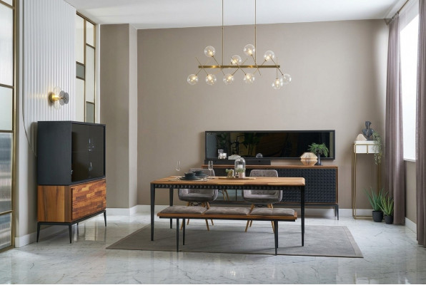 Eettafel Eetkamer Set Eetkamerset Eethoek Set 9-delig Hout Bruin