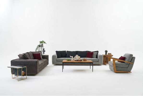 Complete bankstel bank stoffen bank gestoffeerde bankstellen grijs set 4-delig nieuw
