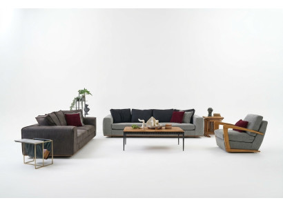 Complete bankstel bank stoffen bank gestoffeerde bankstellen grijs set 4-delig nieuw