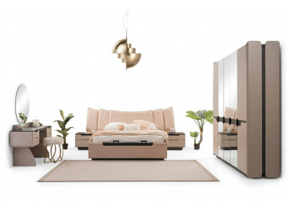 Tweepersoonsbed Complete Slaapkamer Modern Beige Set 6-delig Kast