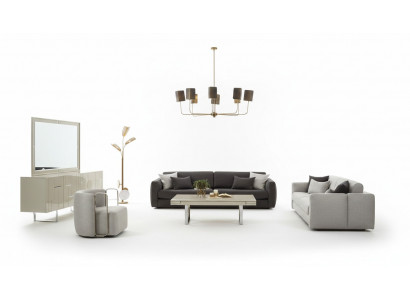 Sofa set stoffen bank complete bank gestoffeerde banken grijs set 4-delig nieuw