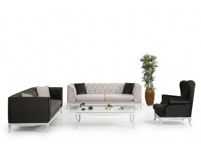 Chesterfield Volledige Stoffen Bankstellen Bankstellen Set 4-delig Zwart