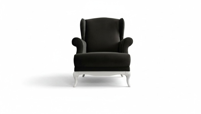 Fauteuil eenzitter stof Woonkamer Klassiek Zwarte Bekleding Zitter