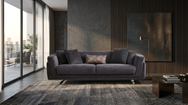 Driepersoons bank Bank 3-zits Grijs Stof Stoffen bank Bankstel Design
