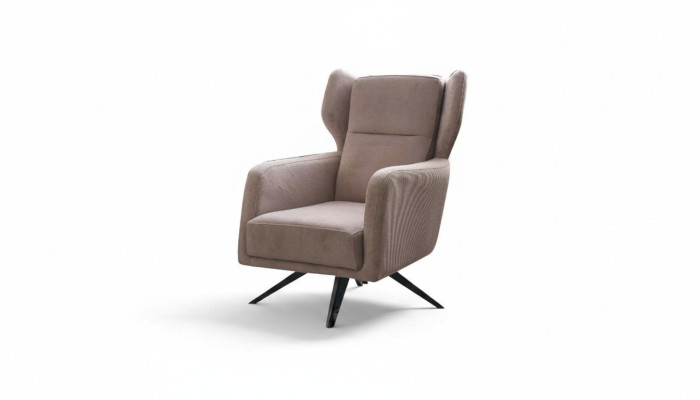Luxe fauteuil met één zitplaats, stof, woonkamer design, beige bekleding.