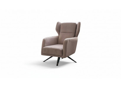Luxe fauteuil met één zitplaats, stof, woonkamer design, beige bekleding.