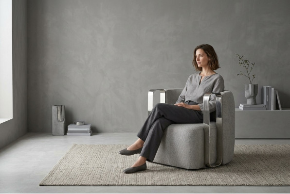 Moderne fauteuil eenzits stof woonkamer grijs gestoffeerde stoel ontwerp