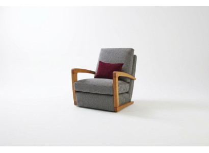 Fauteuil eenzitter stof woonkamer klassiek grijs gestoffeerd zitje zitten.
