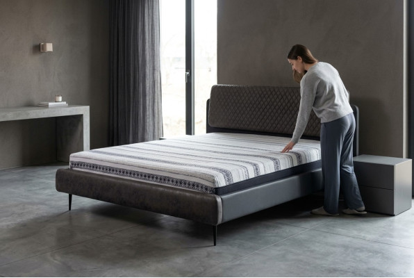 Tweepersoonsbed 160 cm Bedframe Grijs Stof Bedden Modern Slaapplaats