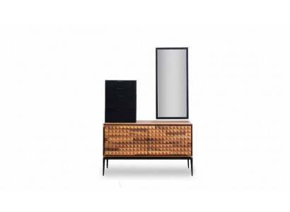 Slaapkamer commode met spiegel Bruin houten aanbouwkast Kommodenset