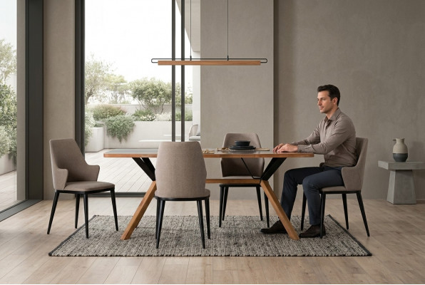 Eethoek tafel set eetkamer eettafel stoelen 5-delig bruin hout