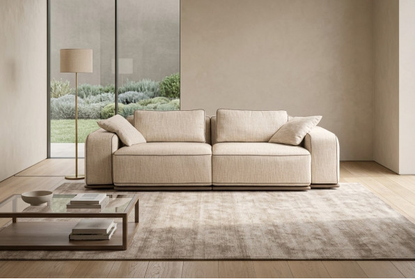 Bank Driepersoons Moderne Bank 3 Zits Beige Stof Stoffen Bankstel