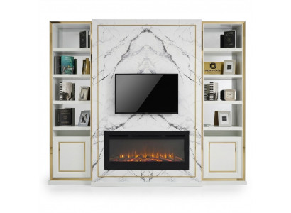Woonwand RTV Lowboard TV-standaard Wit Luxe Goud Vittinen Hout Modern