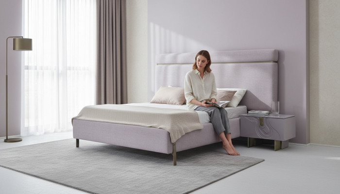 Complete slaapkamermeubel tweepersoonsbed Bed Roze Luxe Set 3-delig Hout