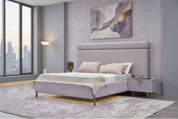 Tweepersoonsbed Complete slaapkamermeubels Bed Roze Luxe set 3-delig Hout