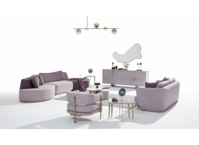 Stoffen bankstellen Bankstel Grote woonlandschap Roze Set 3-dlg Bank Modern