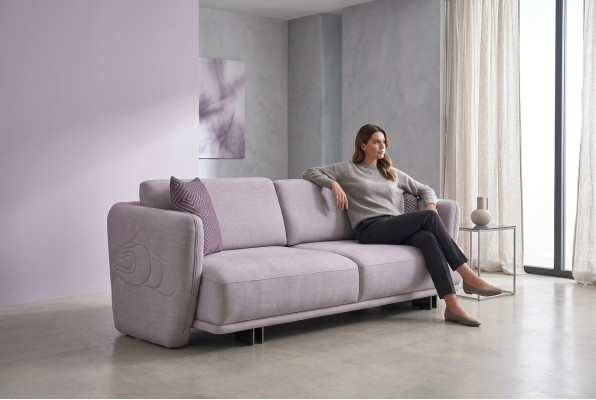 Driepersoons bank bank 3-zits grijs stofstoffen bankstel design