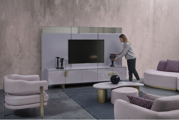 Sideboard RTV Lowboard TV Ständer Roze Hout Modern Woonkamer Kast