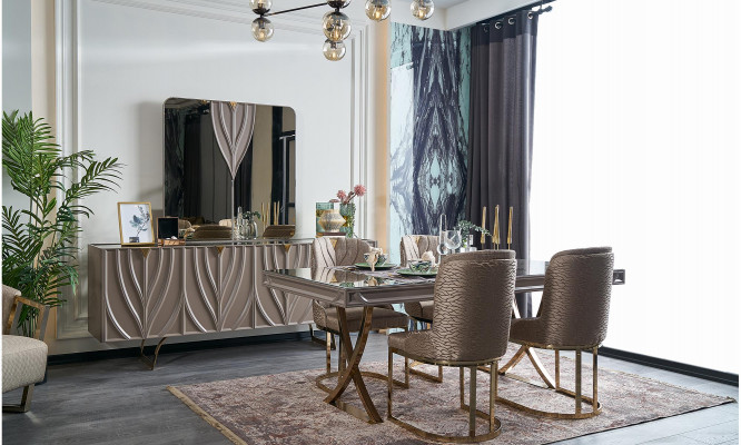 Eetgroep Eethoek Eetkamer Eettafel Hout Bruin Set 9-dlg Dressoir