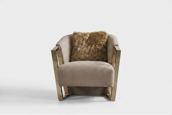 Moderne fauteuil eenzitter stof woonkamer bruin gestoffeerd zitje zitplaats