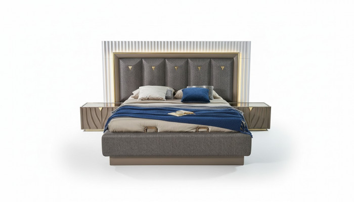 Tweepersoonsbed Compleet slaapkamerbed Bruin Set 3-delig Nachtkastjes Hout