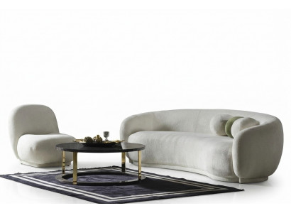 Sofaset, textielbankstel, wit gestoffeerde moderne bankstel, set van 2 banken