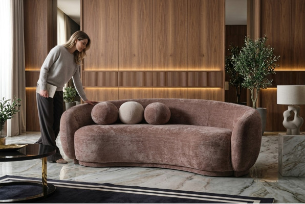 Driepersoons bank bank 3-zits bruin stof stoffen bank luxe