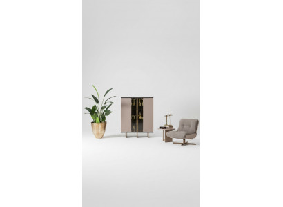 Kastgroep Vitrine Fauteuil Hout Beige Kast Woonkamer 2-delig
