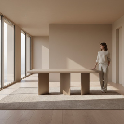 Eettafel eetkamertafel tafel eetkamer hout beige modern meubels tafels