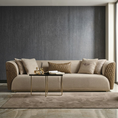 Moderne driezitsbank 3-zits bank gestoffeerde bank stoffen bank beige stijlvolle bankstellen