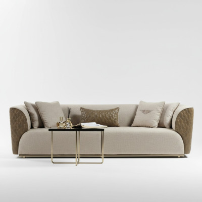 Moderne driezitsbank 3-zits bank gestoffeerde bank stoffen bank beige stijlvolle bankstellen
