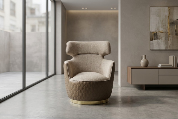 Oorfauteuil Stoel Stof Zits Eenpersoons Beige Clubsessel Modern