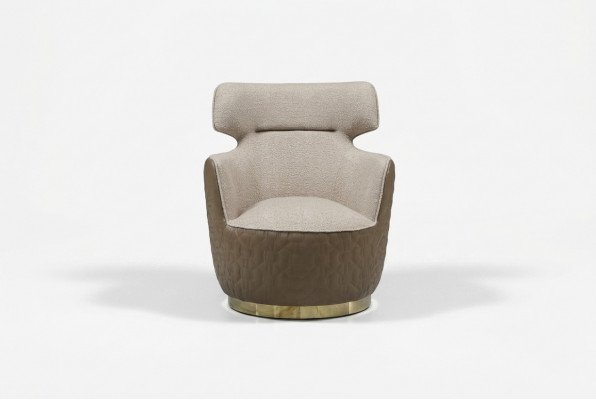 Oorfauteuil Stoel Stof Zits Eenpersoons Beige Clubsessel Modern