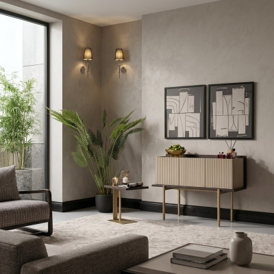 Woonkamerset 3-delig Fauteuil Bijzettafels Dressoir Grijs Groep Relax Woongroep van 3 stuks Fauteuil Bijzettafels Dressoir Grijs Relaxgroep